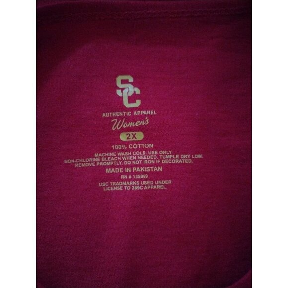 USC Women's Authentic Red Short Sleeve T-Shirt with SC Logo, Size 2X, NWT. - Picture 3 of 8